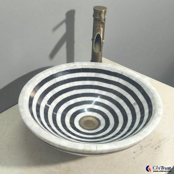 Mosaic marble stone basin CT-ST031